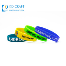 No minimum custom cream stamped double sided silicon rubber bracelet color coated silk printing silicone wristband